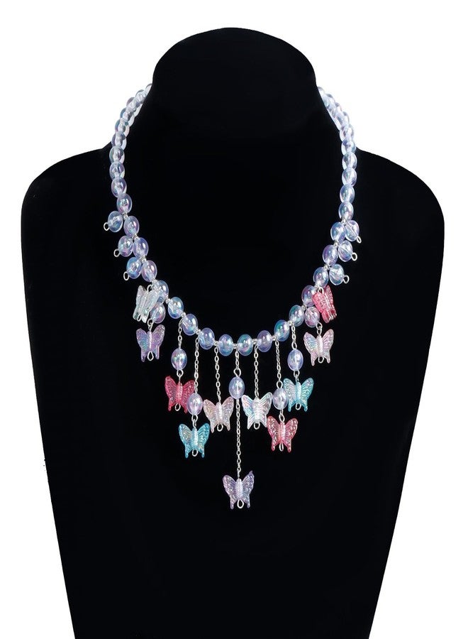 IS4U Crystal Butterfly Necklace Colorful Ten Butterfly Bead Necklace Layered Red Butterfly Necklace Y2K Crystal Butterflys Choker Long Tassel Butterfly Y Necklace Dainty Butterflys Jewelry for Women (Colourful1) - Image 2